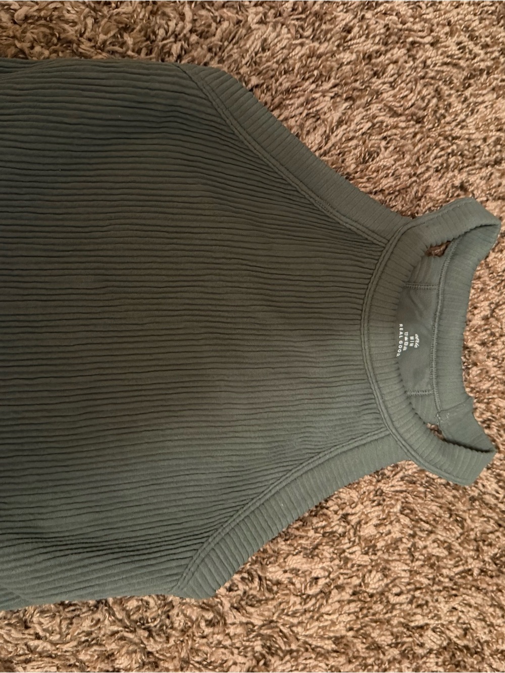 aerie Ribbed High Neck Tank Top - Sage Green